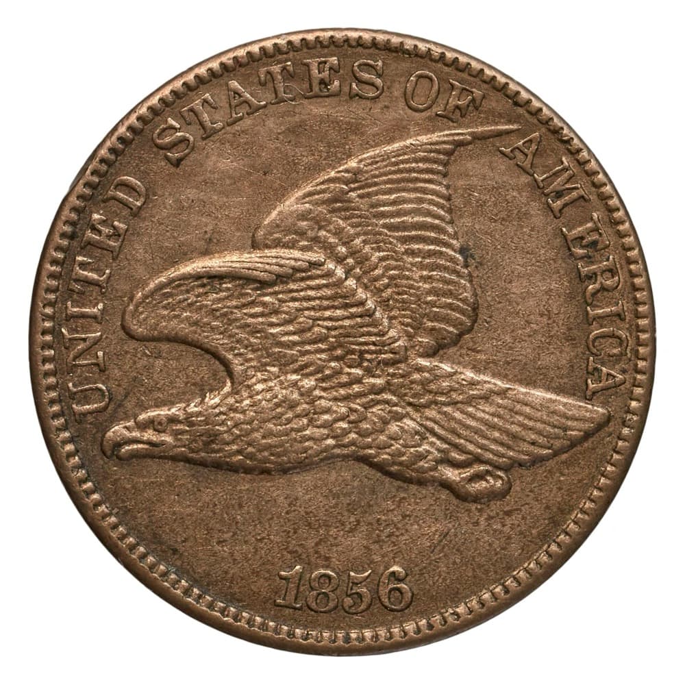 1856 Flying Eagle cent obverse, dated 1856 — the Bibliothèque nationale de France's example of the same issue; the tracked Snow-3 PCGS PR67+ CAC specimen is a different coin