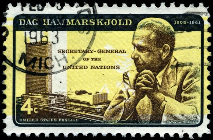 The 1962 4c Dag Hammarskjold with the yellow background inverted (Scott 1204) - an example of the error USPS deliberately reprinted by the millions to deny speculators a rarity.